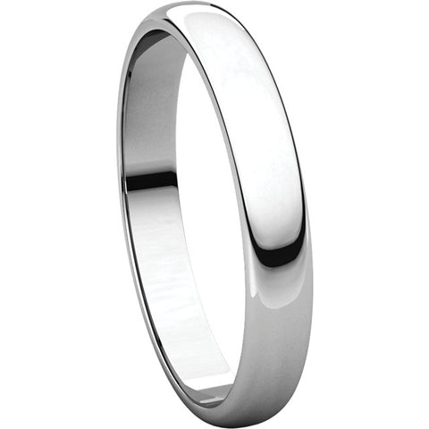 Sterling Silver 3mm Half Round Light Band, Size 7.5