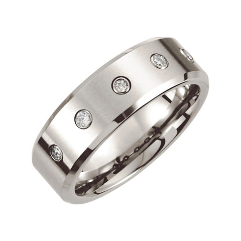 Cobalt .25 CTW Diamond Satin & Polished Beveled Edge Band Size 10