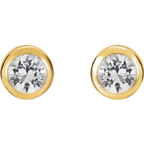 14k Yellow Gold White Sapphire Earrings