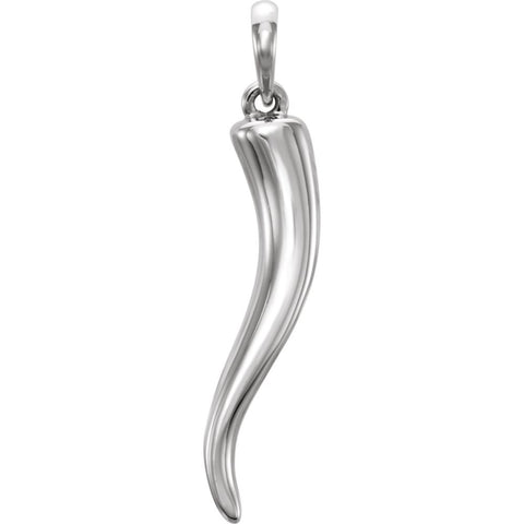 14k White Gold 25.7mm Italian Horn Pendant
