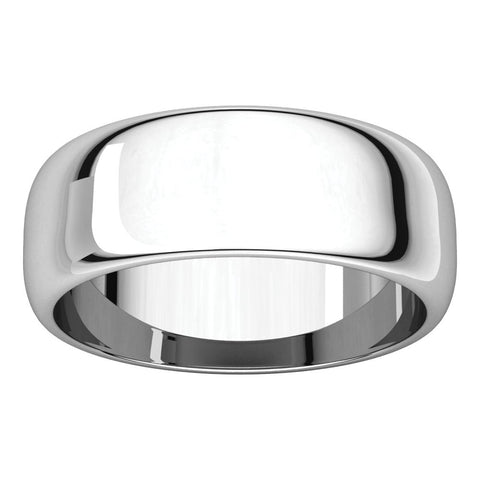 Sterling Silver 7mm Half Round Band, Size 6.5