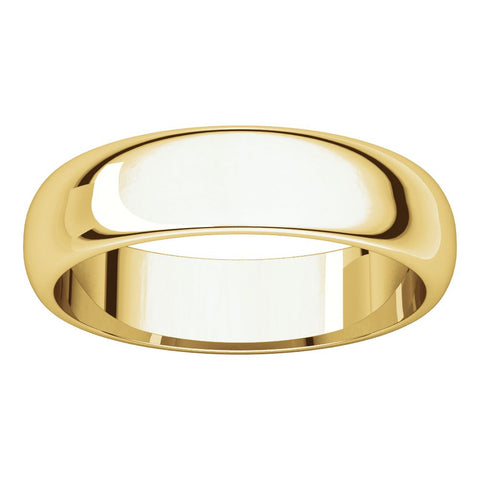 10k Yellow Gold 5mm Half Round Band, Size 13