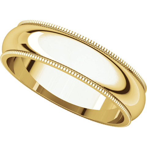 10k Yellow Gold 5mm Milgrain Comfort Fit Band, Size 9.5