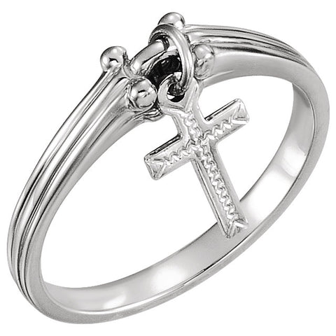 14k White Gold Cross Ring , Size 7