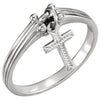 Ring with Cross Attached in 14K White Gold ( Size 6 )
