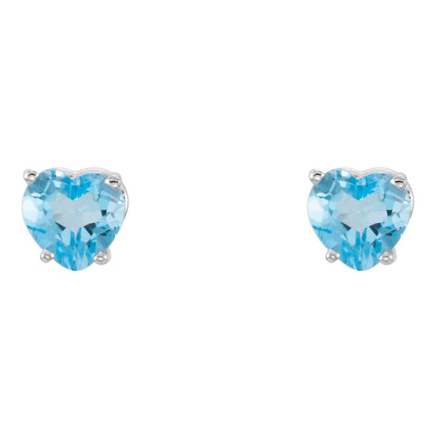 14k White Gold Swiss Blue Topaz Heart Earrings
