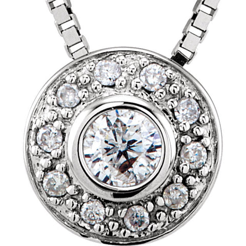 14k White Gold Bezel Set Necklace