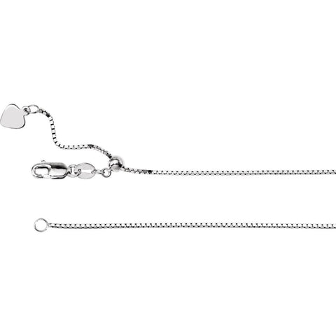 14k White Gold 1mm Adjustable Box 22" Chain