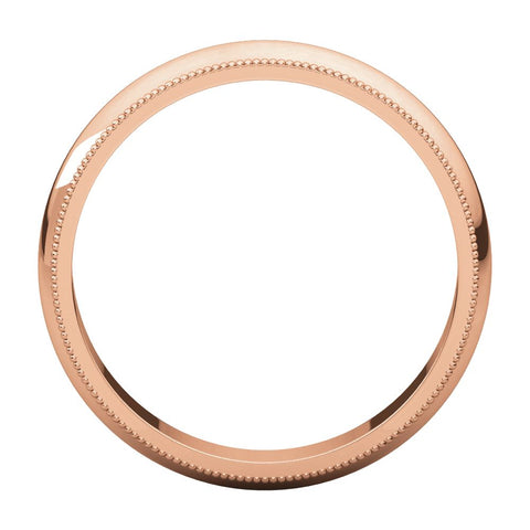 14k Rose Gold 4mm Milgrain Band, Size 7