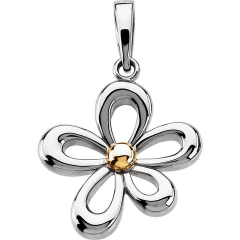 14K White & Yellow Gold Floral-Inspired Pendant