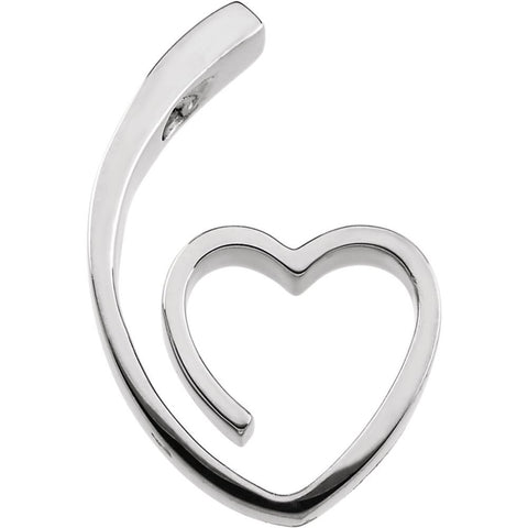 14k White Gold Heart Pendant Slide