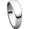14k White Gold 6mm Half Round Tapered Band, Size 10