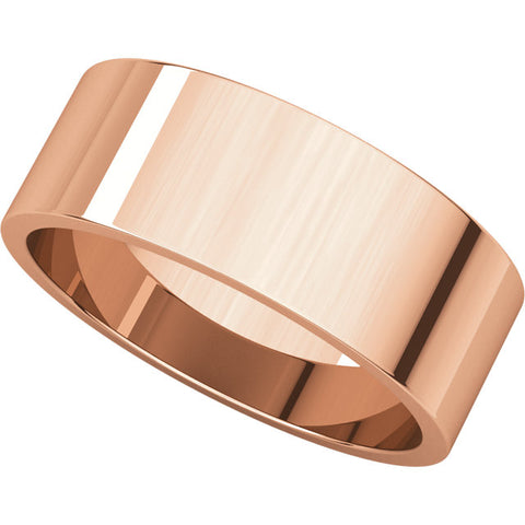 14k Rose Gold 7mm Flat Band, Size 5.5