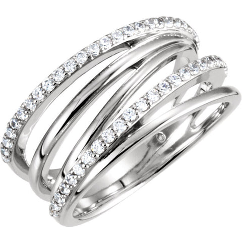 14k White Gold Criss Cross Ring, Size 7