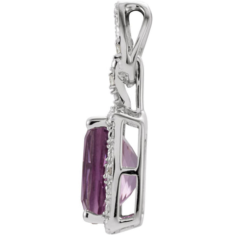 14k White Gold Amethyst & .025 CTW Diamond Pendant