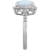 14k White Gold Created Opal & .07 CTW Diamond Ring, Size 7