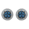14k White Gold 1/2 CTW Diamond Blue & White Halo-Style Earrings