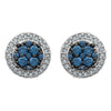 14k White Gold 1/2 CTW Diamond Blue & White Halo-Style Earrings