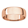 10k Rose Gold 6mm Half Round Light Band, Size 9