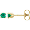 14k Yellow Gold Imitation Emerald Kid's Earrings