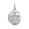 14k White Gold Oval Cross Locket