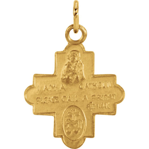 14k Yellow Gold 12x12mm Four-Way Cross Medal