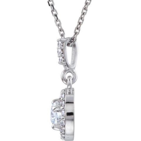 14k White Gold 1/2 CTW Diamond Halo-Style 18" Necklace