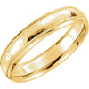 14k Yellow Gold 5mm Half Round Comfort-Fit Milgrain Hammer Finish Wedding Band for Men, Size 10