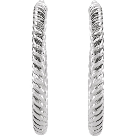 Continuum Sterling Silver 17mm Rope Design Hoop Earrings