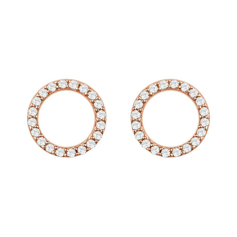 14k Rose Gold 1/5 CTW Diamond Circle Earrings