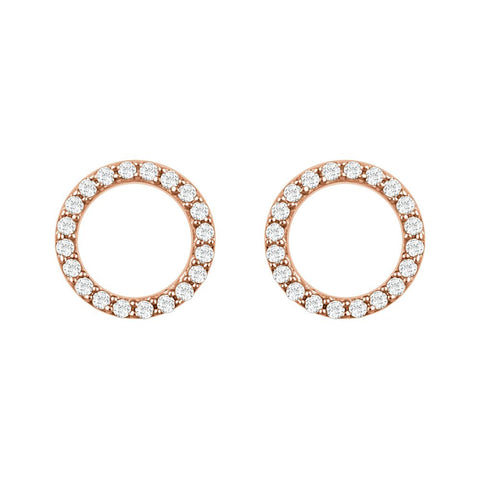 14k Rose Gold 1/5 CTW Diamond Circle Earrings