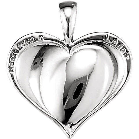 14k White Gold 18.2x17.3mm Medium Heart print Pendant