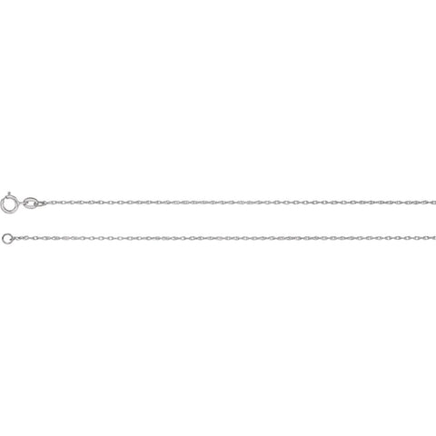 18k White Gold 1mm Solid Rope 18" Chain