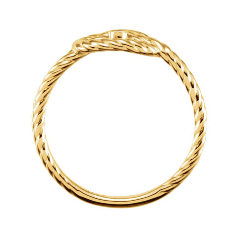 14k Yellow Gold .025 CTW Diamond Rope Knot Ring Size 7