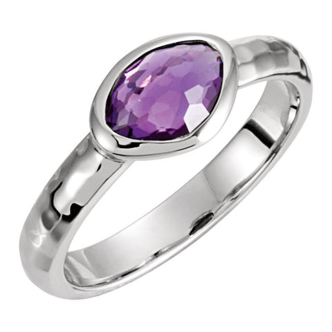 Sterling Silver 7x5x4mm Amethyst Ring Size 7