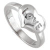 Love Heart Fashion Ring in Sterling Silver ( Size 6 )