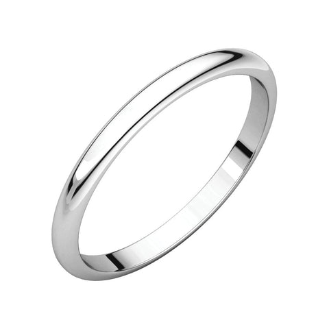 Sterling Silver 2mm Half Round Band, Size 6.5