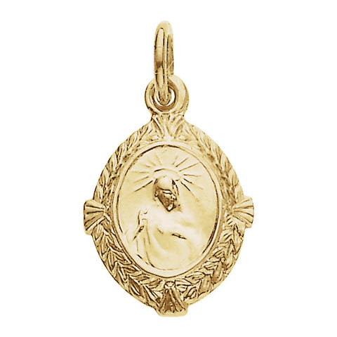 14k Yellow Gold 12x9mm Sacred Heart of Jesus Medal without Jump Ring