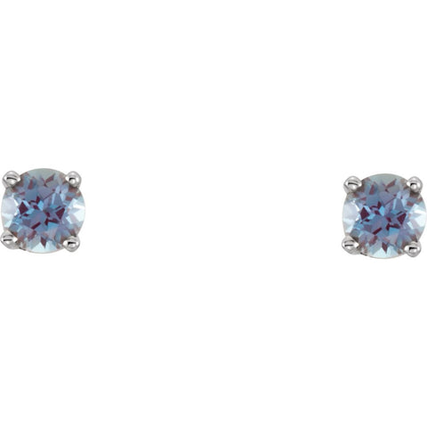 14k White Gold Imitation Alexandrite Youth Earrings
