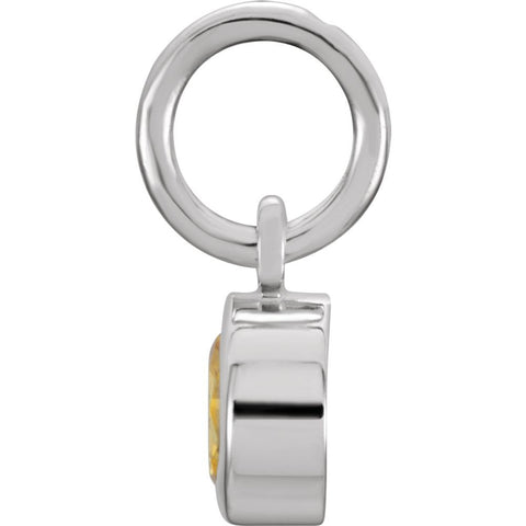 14k White Gold Imitation Citrine Birthstone Charm