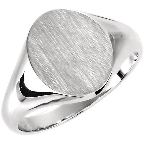 Sterling Silver 11x9.5mm Oval Signet Ring, Size 6