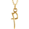 14K Yellow Gold Letter "P" Lowercase Script Initial Necklace (18 Inch)