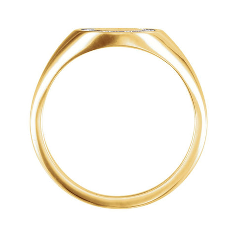 14k Yellow Gold 1/6 CTW Diamond Signet Ring, Size 7