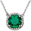 14k White Gold Chatham« Created Emerald & 0.05 ctw. Diamond 16-inch Necklace