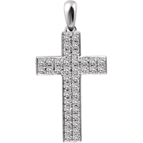 14k White Gold 1/3 CTW Diamond Cross Pendant