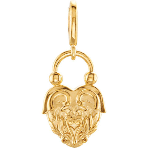 14k Yellow Gold Vintage-Style Heart Design Charm
