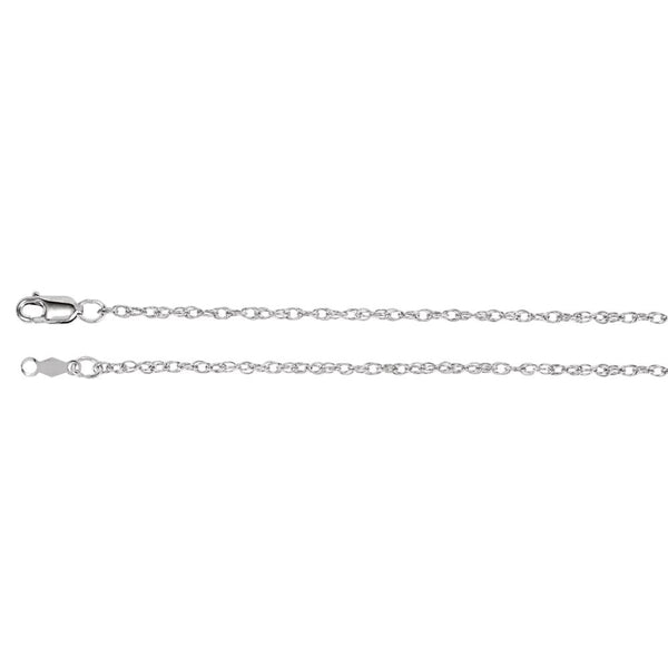14k White Gold 1.5mm Rope 16" Chain