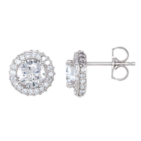 14k White Gold 1 1/3 CTW Diamond Earrings