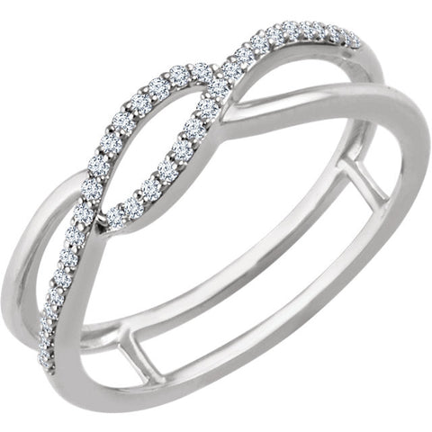 14k White Gold 1/8 CTW Diamond Freeform Ring, Size 7