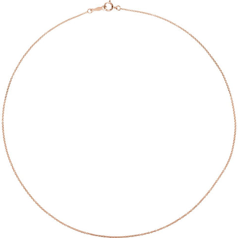 14k Yellow Gold 1mm Solid Cable 18" Chain
